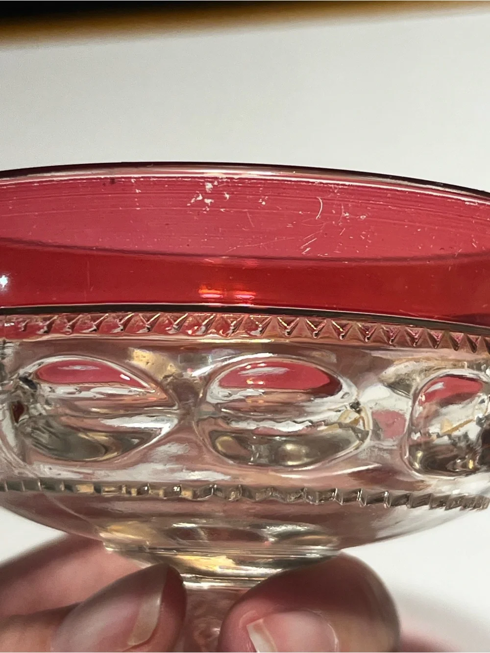 Vintage Tiffin Franciscan King's Crown Ruby Red Flashed sherbet glass